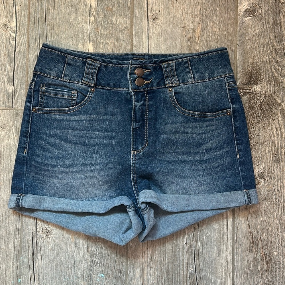 Blue spice high waisted jean shorts size 9 juniors cuffed